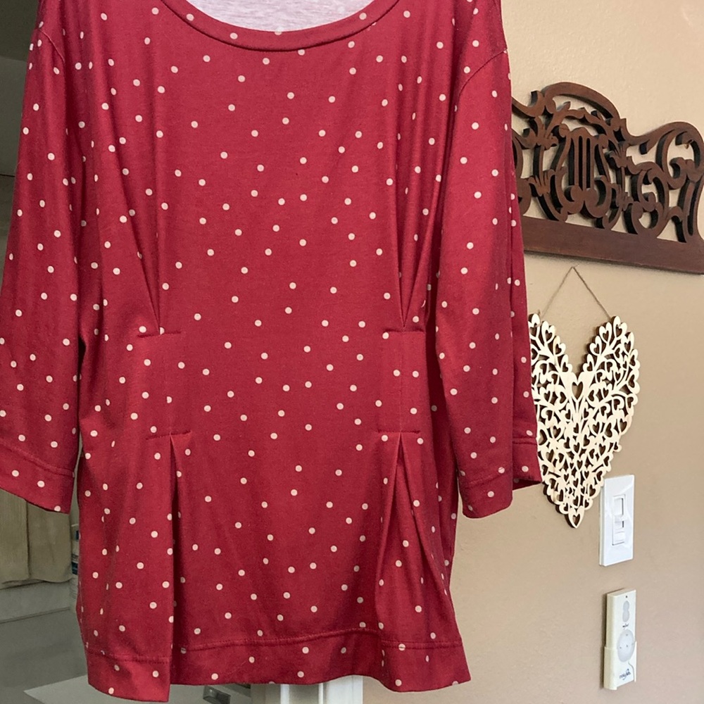 Suzanne Betro Red Boxy Blouse with 3/4 Sleeves